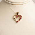 14k Yellow Gold Ruby Heart Pendant