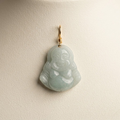 Natural Jade Buddha w/ Yellow Gold Bail