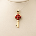 14k Yellow Gold Key Red Clover