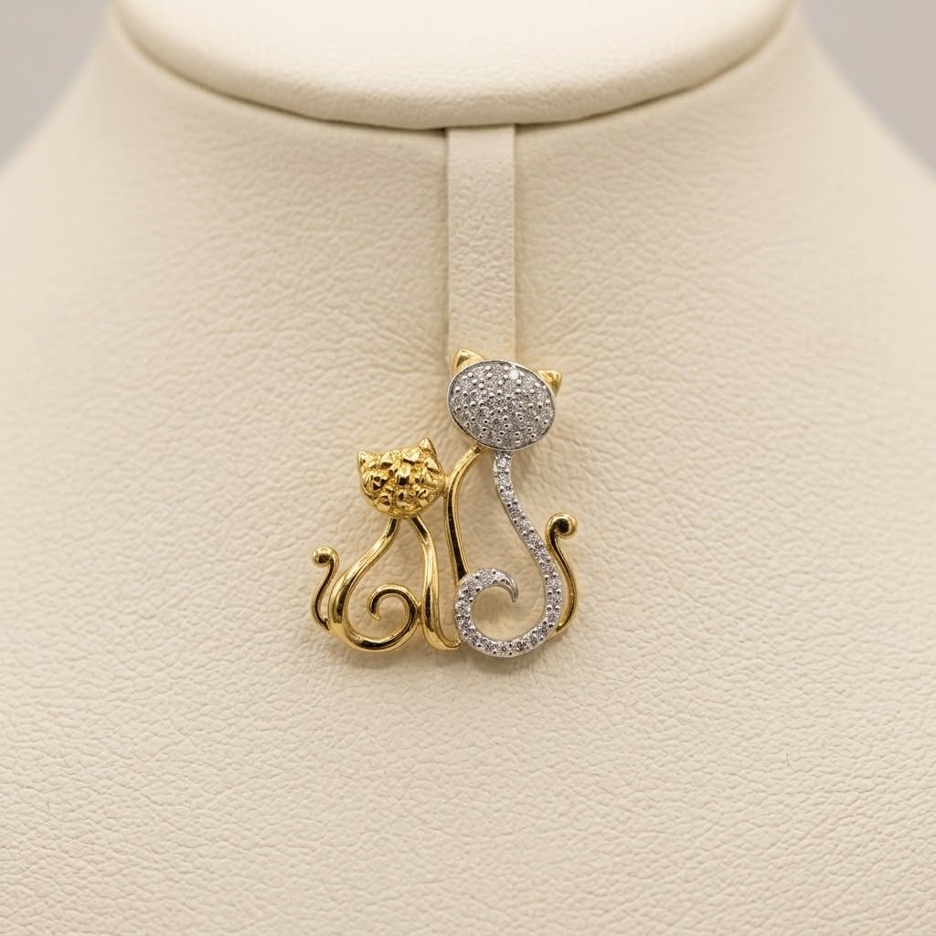 Yellow Gold 1/10CTW Dia Cat Pendant