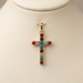 14k Yellow Gold 1/20CTW Dia Multi Color