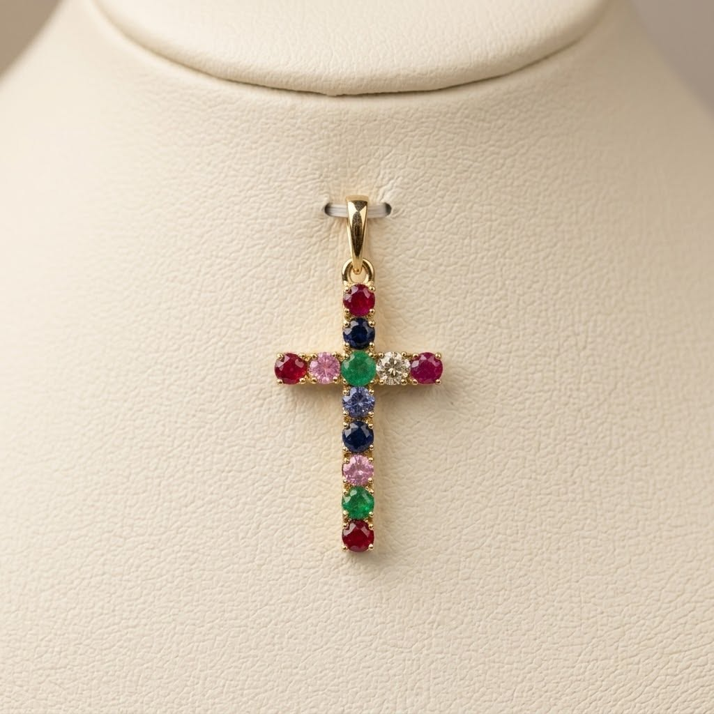 14k Yellow Gold 1/20CTW Dia Multi Color