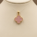 14k Yellow Gold Pink Clover Pendant