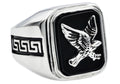 Mens Onyx And Stainless Steel Eagle Ring