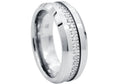 Mens Tungsten Band Ring With Cubic Zirconia