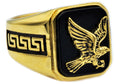 Mens Onyx And Gold Stainless Steel Eagle Ring