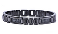Men's Black Stainless Steel Link w/ Cubic Zirconia