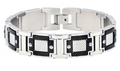 Men's Black and Silver Stainless Steel Duamond Cut Link w/ Screw Accent