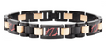 Men's Black and Rose Stainless Steel Link w/ Red Stripes