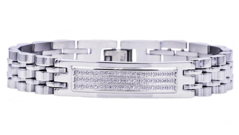 Men's Stainless Steel w/ Cubic Zirconia