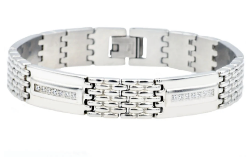 Men's Stainless Steel w/ Cubic Zirconia