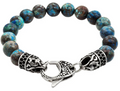 Men's Genuine Green Apatite Stainless Steel Beaded Bracelet w/ Black Cubic Zirconia
