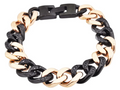 Men's Black and Rose Gold Stainless Steel Curb Link