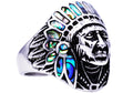 Mens Genuine Abalone And Stainless Steel Ring