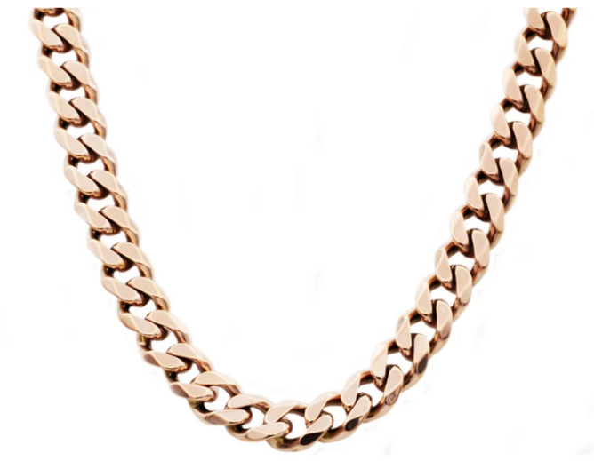 Men's 10mm Rose Stainless Steel Curb Link