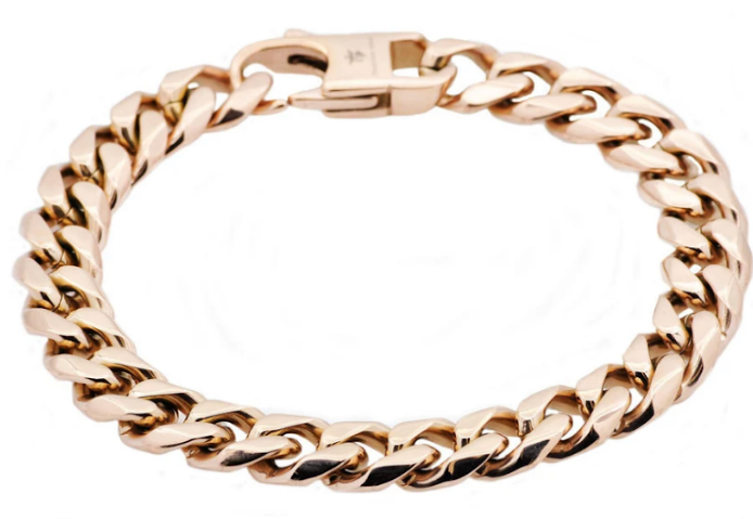 Men's 10mm Rose Stainless Steel Curb Link