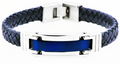 Men's Blue Leather Stainless Steel