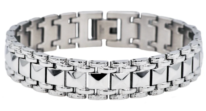 Men's Polished Stainless Steel Pyramid Link