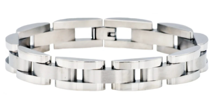 Men's Curved Link Stainless Steel