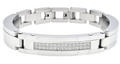 Men's Stainless Steel Link w/ Cubic Zirconia