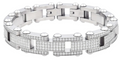 Men's Stainless Steel Link w/ Cubic Zirconia