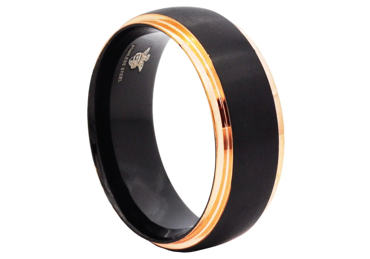 Mens Stainless Steel Cross Band With Cubic Zirconia