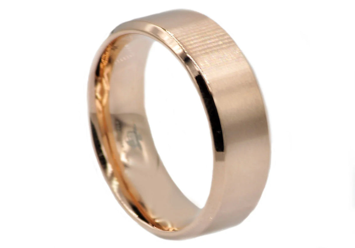 Mens 6mm Rose Stainless Steel Band