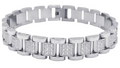 Men's Stainless Steel Link w/ Cubic Zirconia