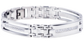 Men's Stainless Steel Link w/ Cubic Zirconia