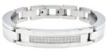Men's Stainless Steel Link w/ Cubic Zirconia