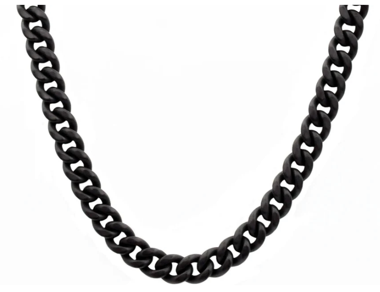 Men's 10mm matte Black Stainless Steel Miami Cuban Link