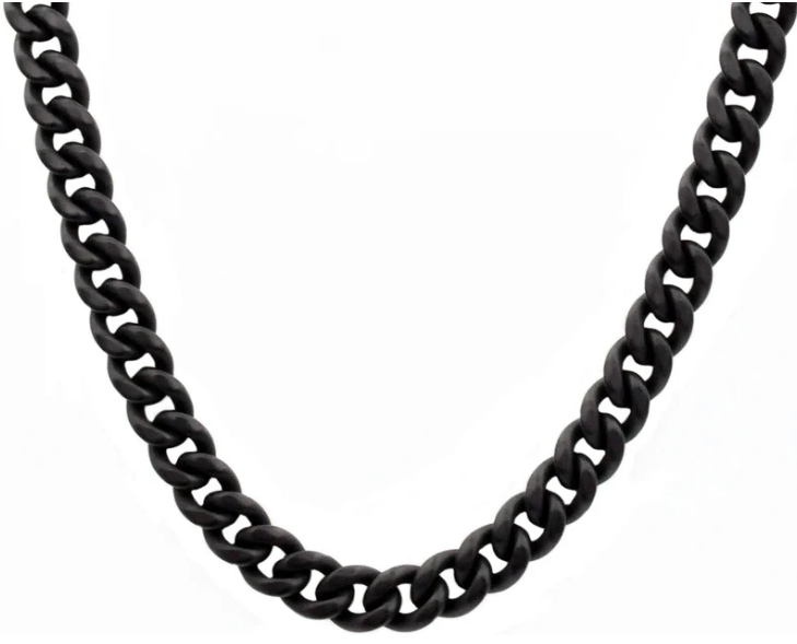 Men's 10mm matte Black Stainless Steel Miami Cuban Link