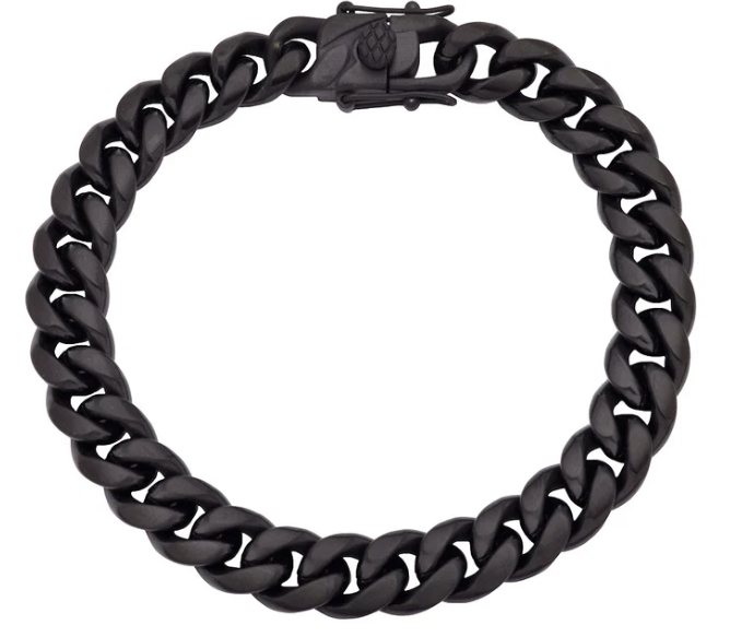 Men's 10mm matte Black Stainless Steel Miami Cuban Link