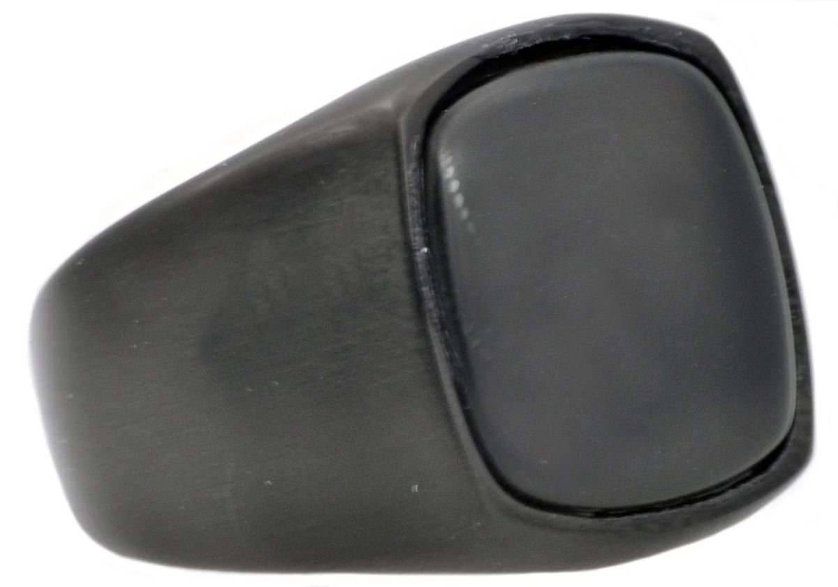 Mens Onyx And Black Stainless Steel Ring