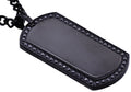 Mens Black Plated Stainless Steel Dog Tag Pendant With Black Cubic Zirconia