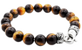 Men's Genuine 10mm Tiger Eye Stainless Steel Beaded