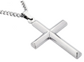 Mens Stainless Steel Cross Pendant With 24" Curb Chain