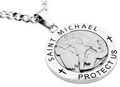 Mens Stainless Steel Saint Michael Protect Us Pendant