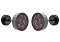 Mens 9mm Black Plated Stainless Steel Earrings With Red Carbon Fiber