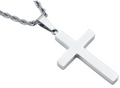 Mens Stainless Steel Cross Pendant With 24" Rope Chain