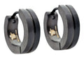 Mens 14mm Black Stainless Steel Divoted Hoop Earrings