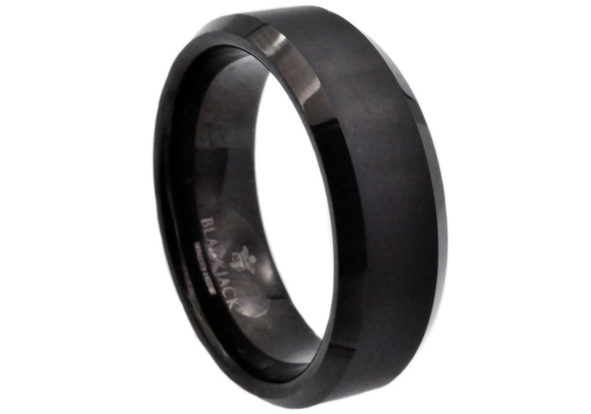 Mens Black Plated Tungsten Ring