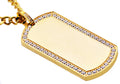 Mens Gold Stainless Steel Dog Tag Pendant With Cubic Zirconia