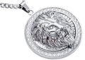 Mens Stainless Steel Lion Pendant With Cubic Zirconia