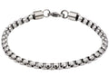 Mens Diamond Cut Stainless Steel Box Rolo Link Bracelet