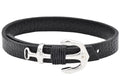 Mens Black Leather Stainless Steel Anchor Bracelet With Adjustable Strap