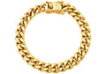 Mens 10mm Gold Stainless Steel Miami Cuban Link Chain Bracelet With Box Clasp