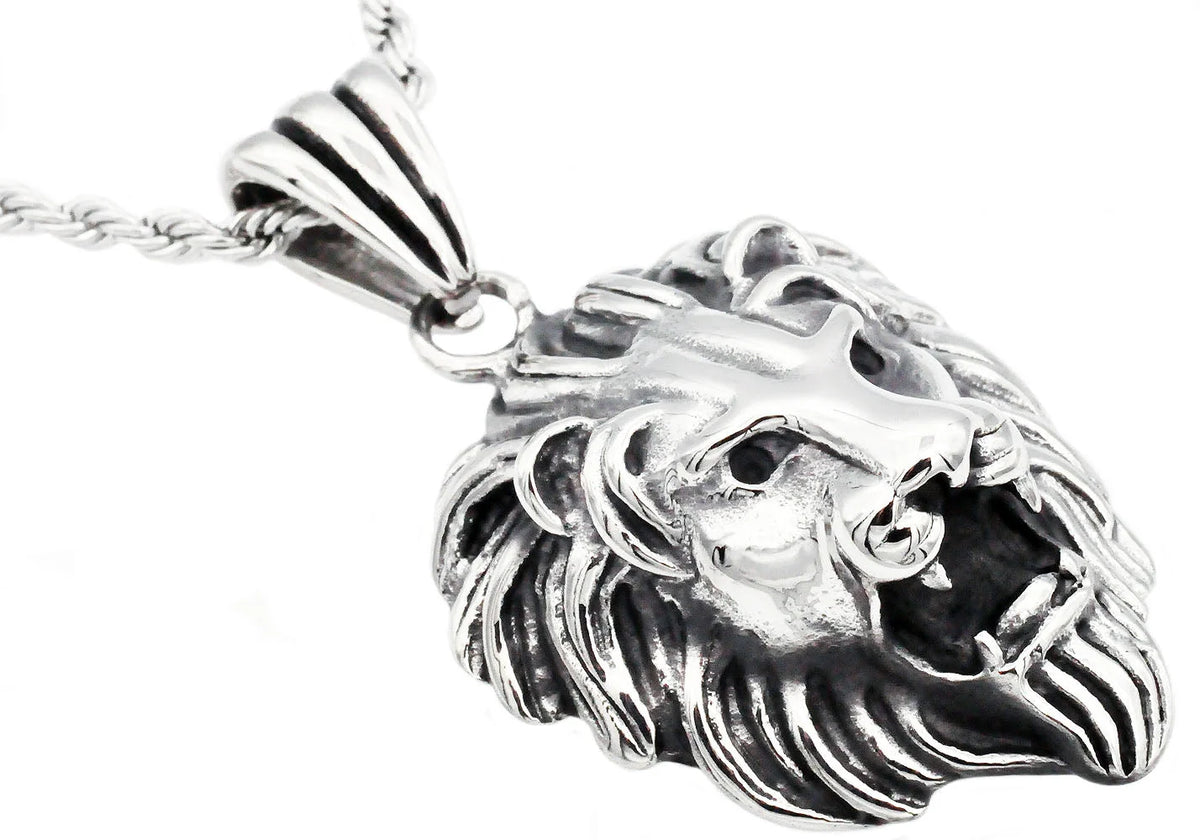 Mens Stainless Steel Lion's Head Pendant