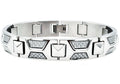 Mens White Carbon Fiber Stainless Steel Bracelet
