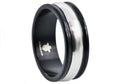 Mens 8mm Black And Silver Stainless Steel Band Ring